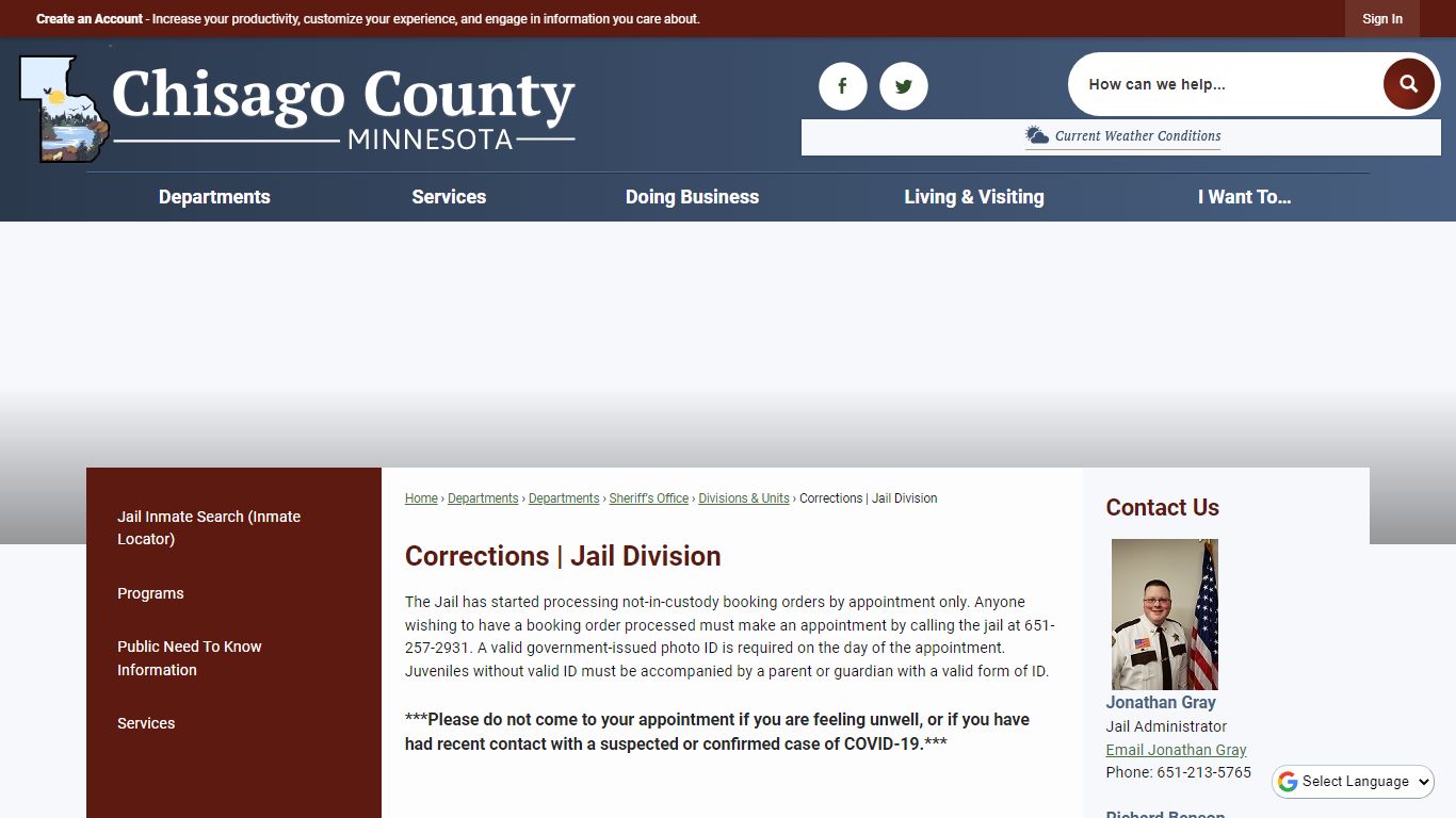 Corrections | Jail Division | Chisago County, MN ...