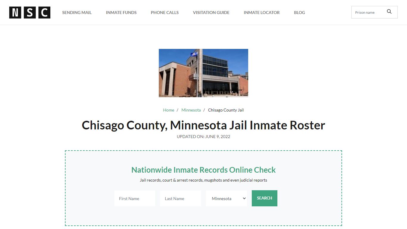 Chisago County, Minnesota Jail Inmate List