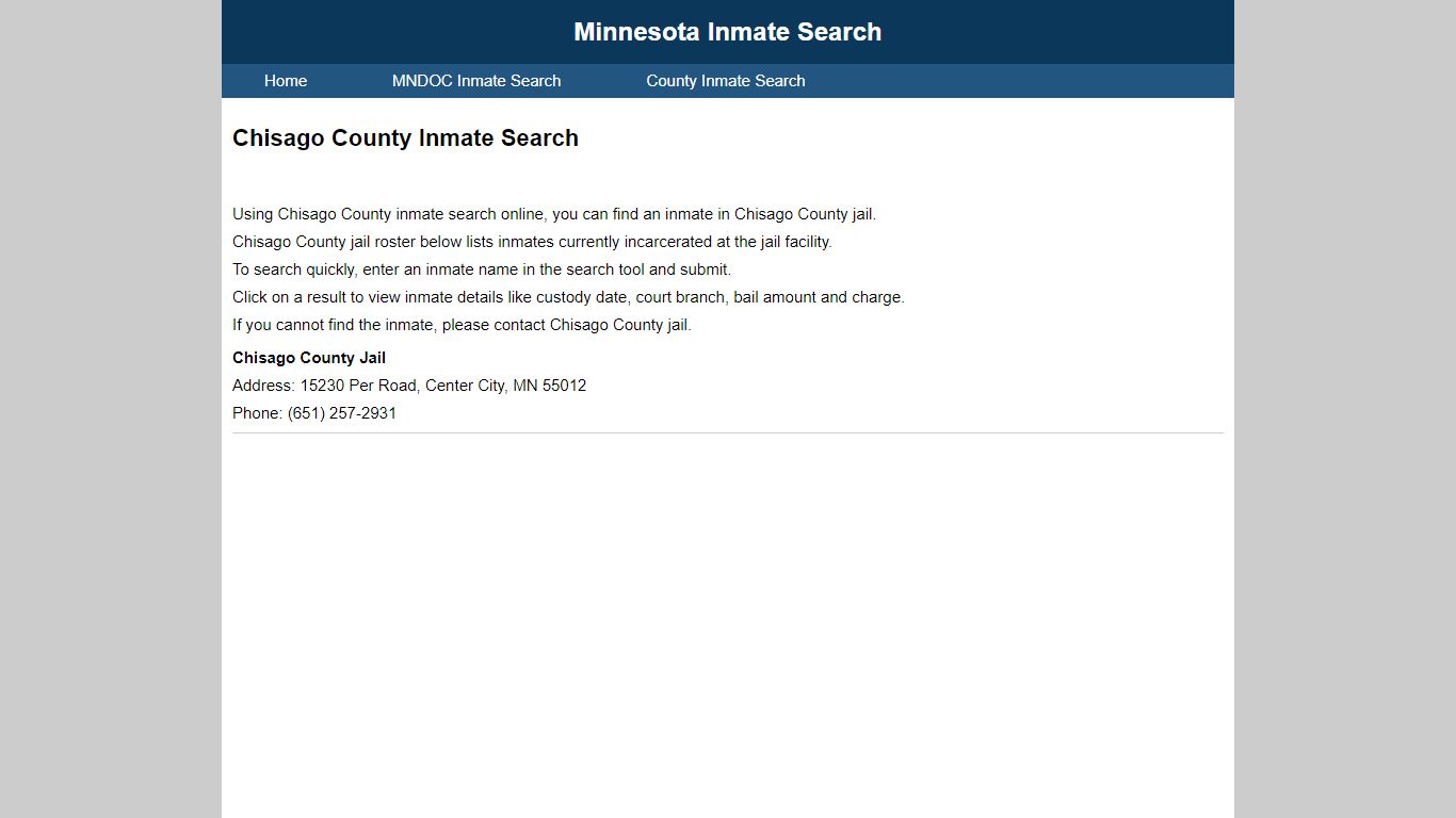 Chisago County Inmate Search